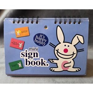 2003 It's Happy Bunny Mini Sign Book Desk Flip Humor Quotes Jim Benton